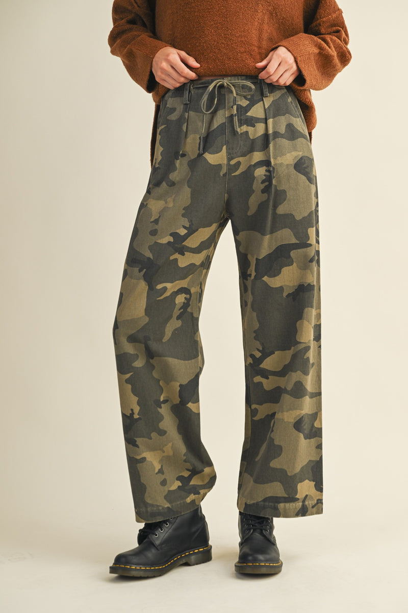 Rosalia Front Tie Woven Pant, Camo