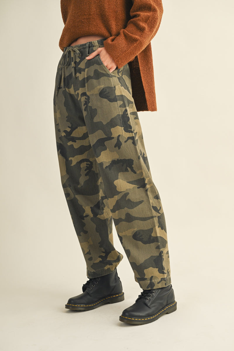 Rosalia Front Tie Woven Pant, Camo