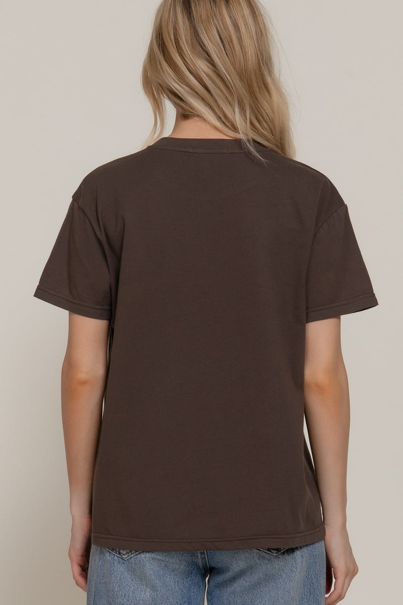 Sarah Round Neck Tee, Cocoa Brown