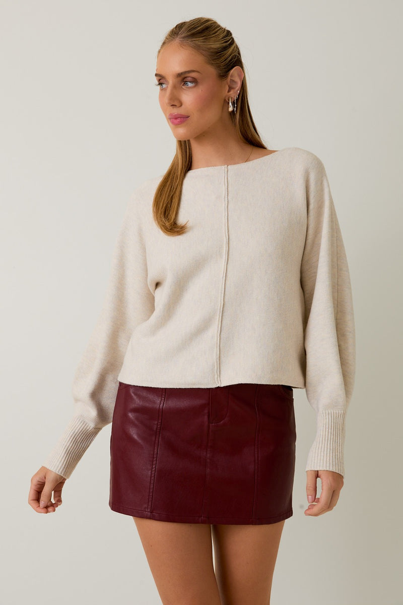 Emersyn Seam Front Sweater, Cream
