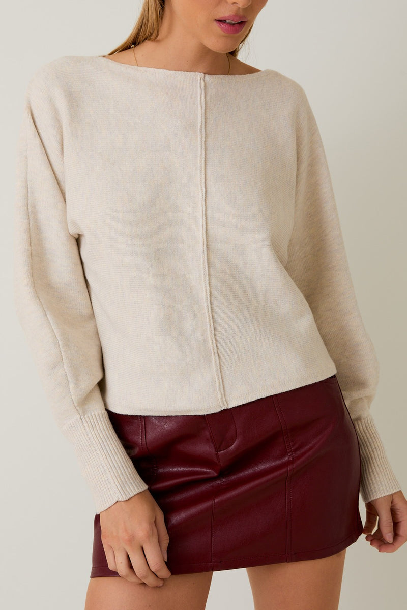 Emersyn Seam Front Sweater, Cream
