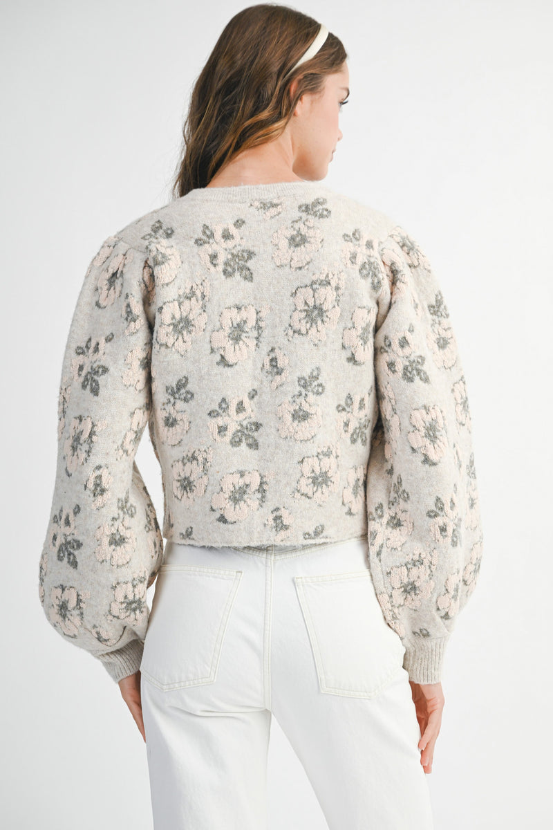Leyla Floral Jacquard Cardigan Jacket, Light Taupe