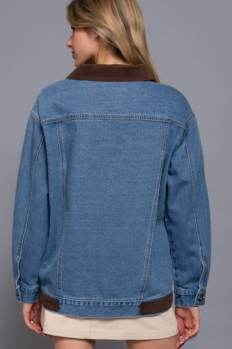 Lois Corduroy Collar Denim Jacket, Denim