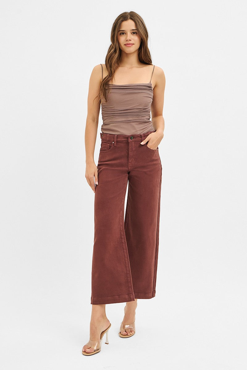 Journee High Rise Adjustable Waists Jeans, Chocolate Brown