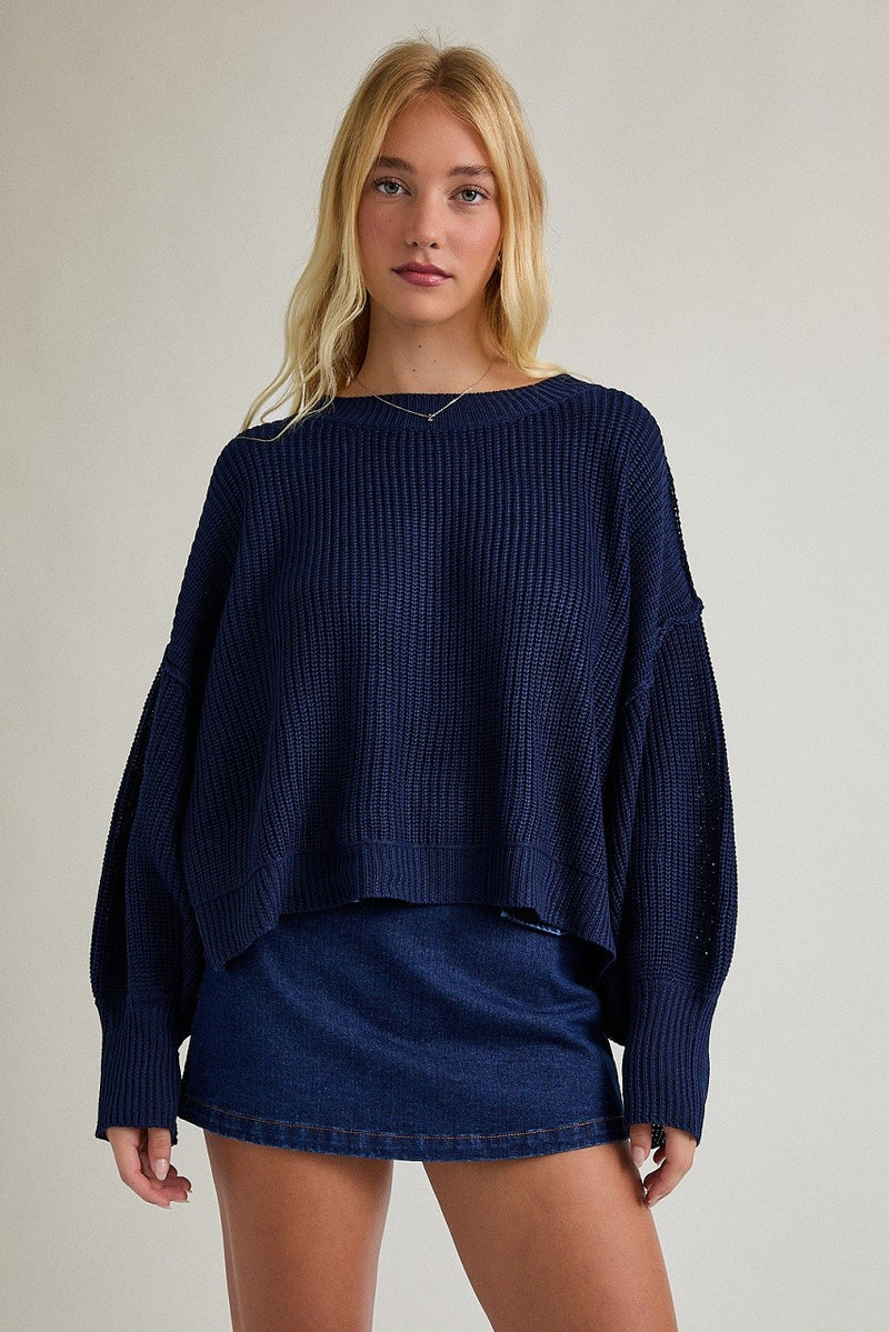 Brynne Pullover Sweater, Navy
