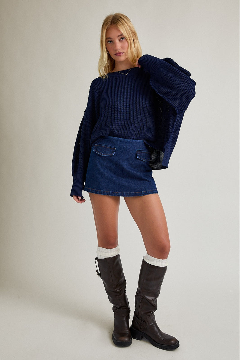 Brynne Pullover Sweater, Navy