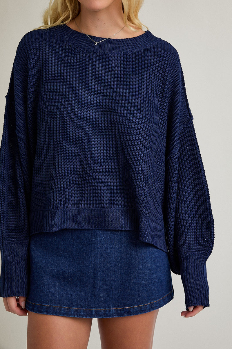 Brynne Pullover Sweater, Navy