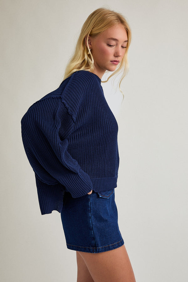 Brynne Pullover Sweater, Navy