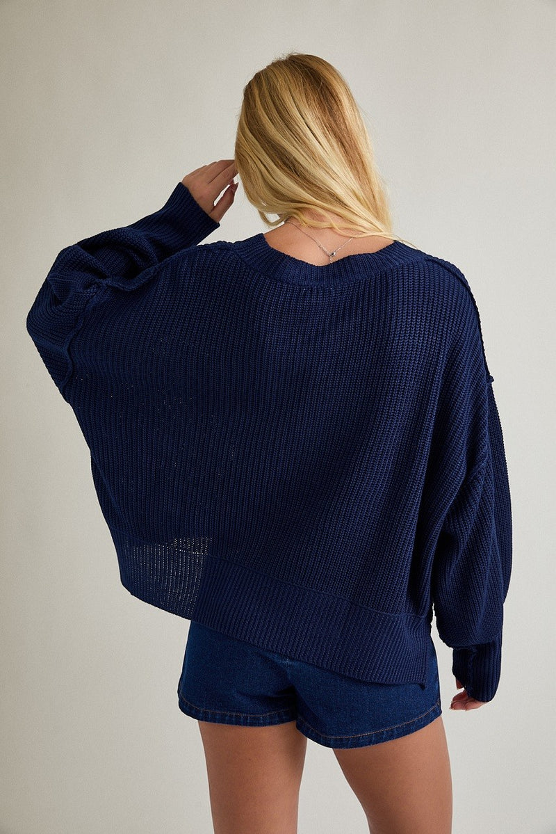 Brynne Pullover Sweater, Navy