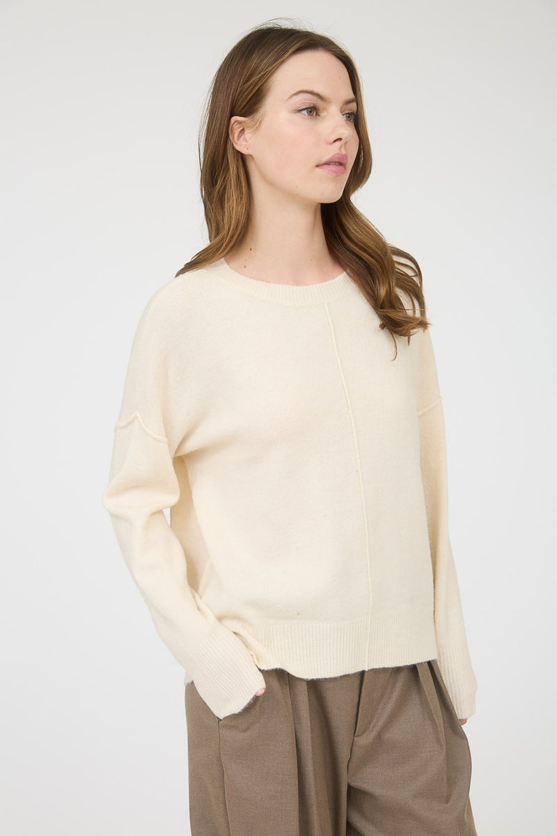 Noa Front Seam Detail Sweater, Ivory