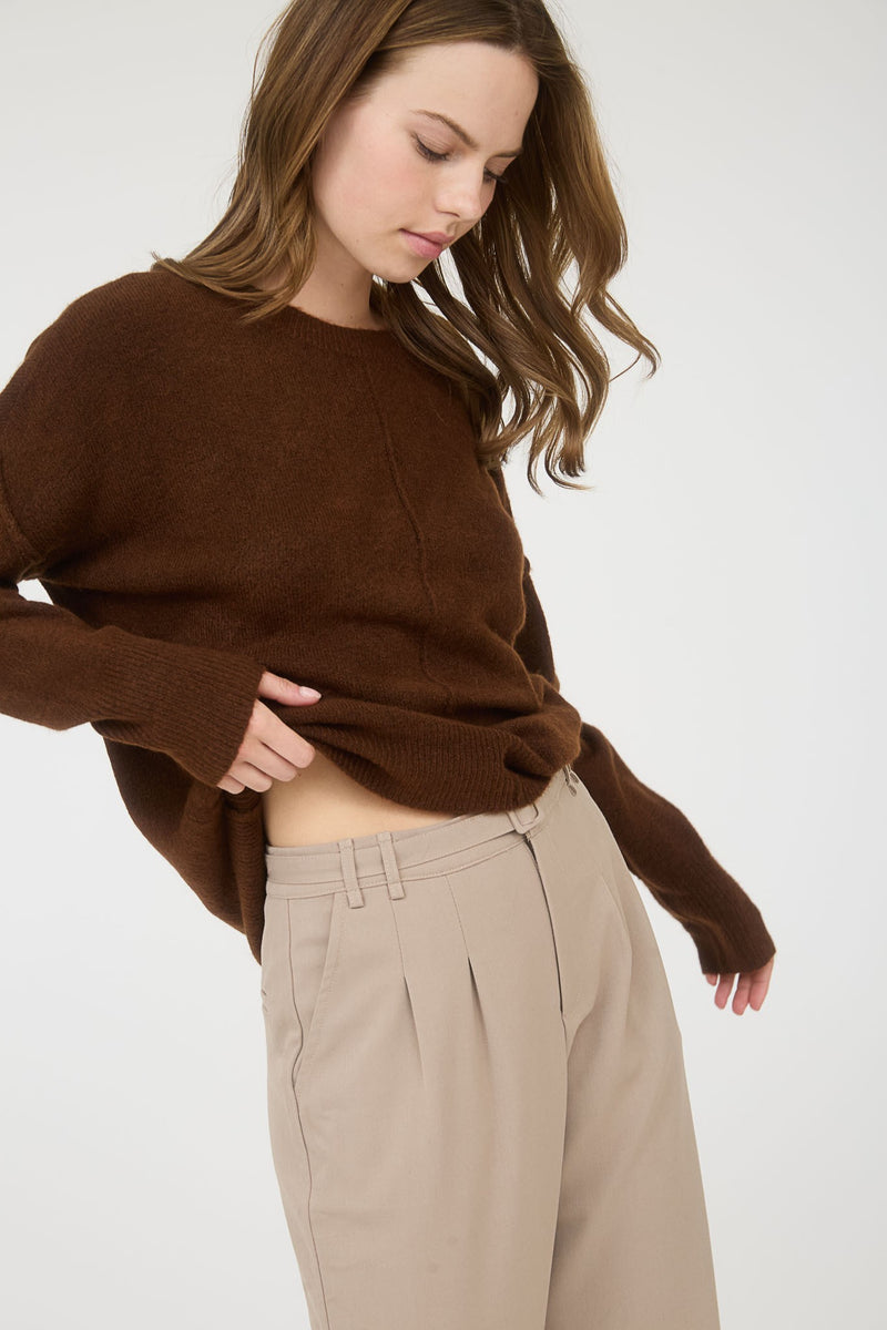 Noa Front Seam Detail Sweater, Brown