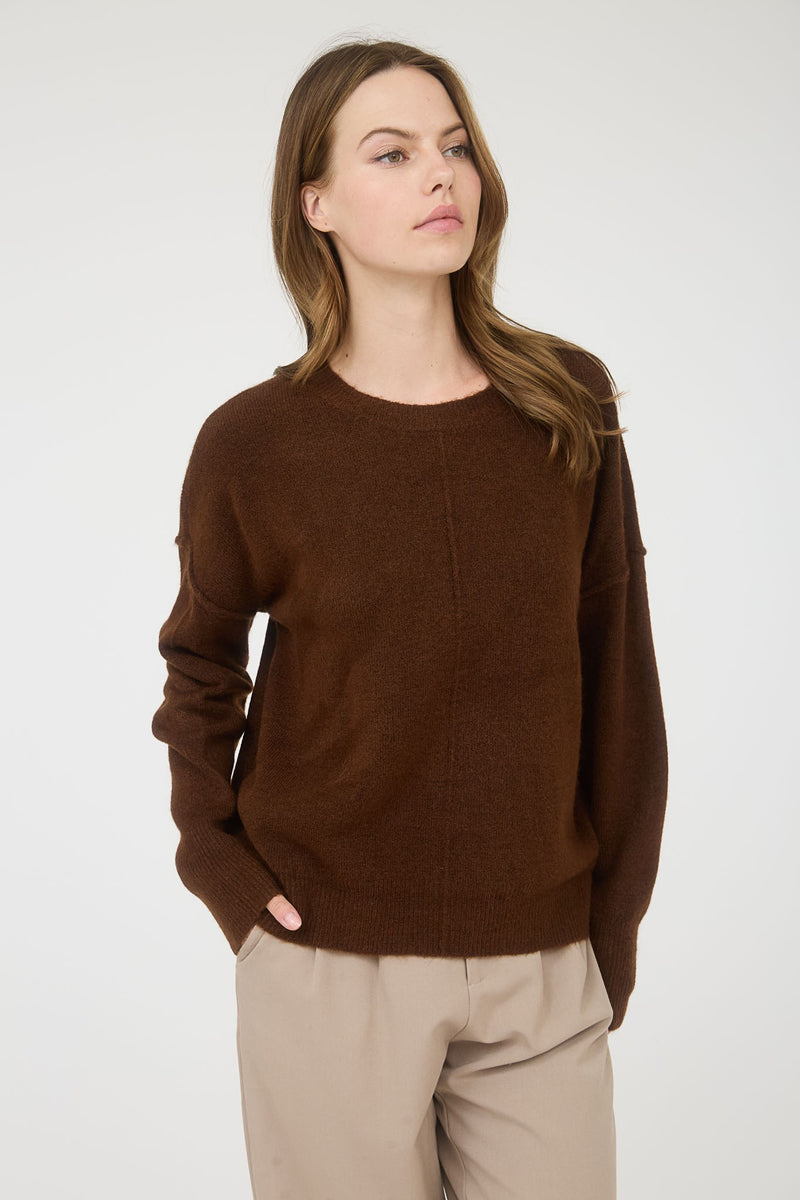 Noa Front Seam Detail Sweater, Brown