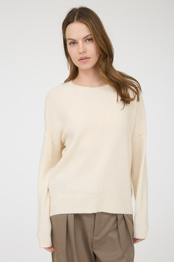 Noa Front Seam Detail Sweater, Ivory