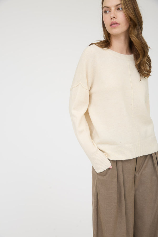 Noa Front Seam Detail Sweater, Ivory