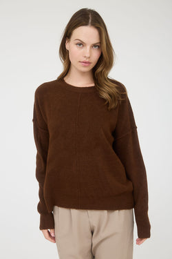 Noa Front Seam Detail Sweater, Brown