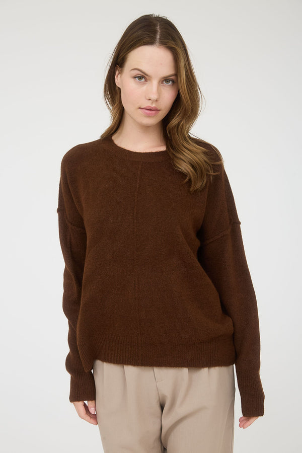 Noa Front Seam Detail Sweater, Brown