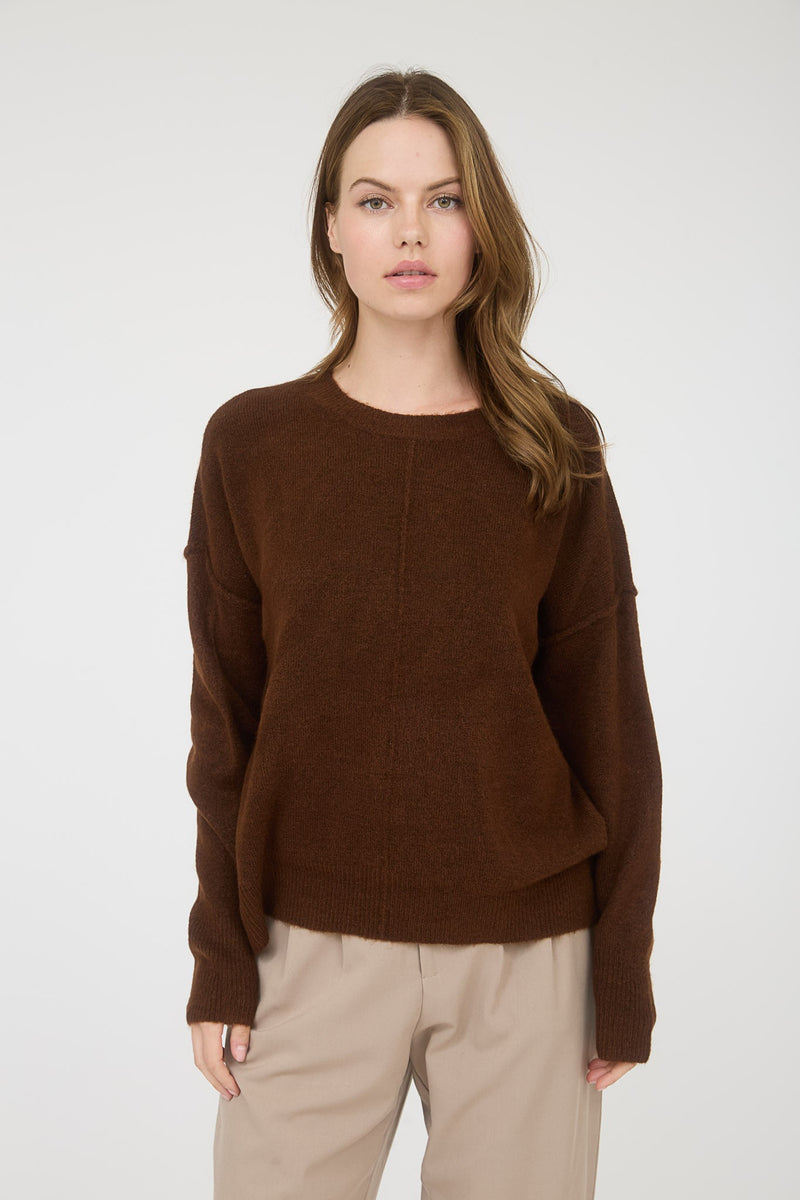Noa Front Seam Detail Sweater, Brown