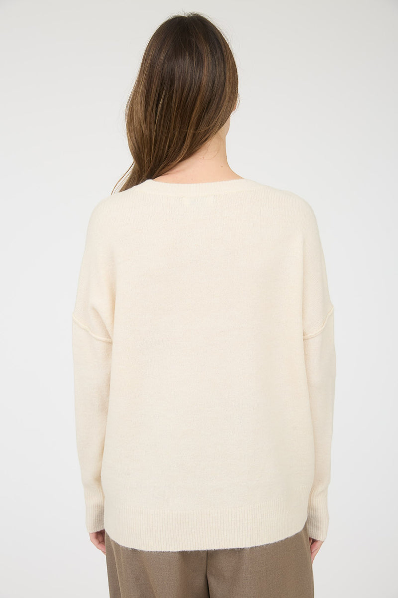 Noa Front Seam Detail Sweater, Ivory