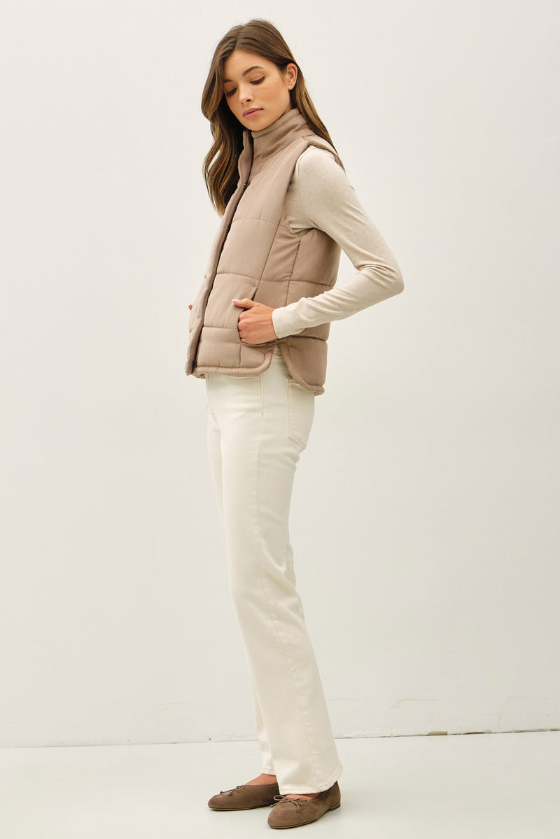 Isabelle Suede Puffer Vest, Mocha