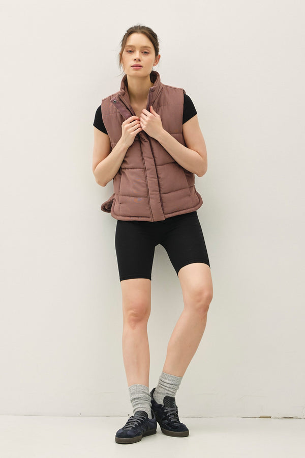 Isabelle Suede Puffer Vest, Cocoa