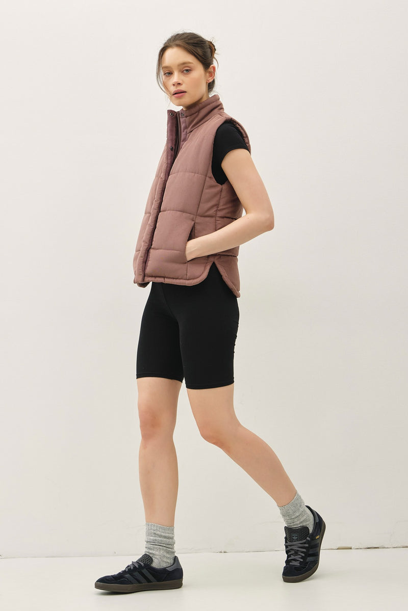 Isabelle Suede Puffer Vest, Cocoa