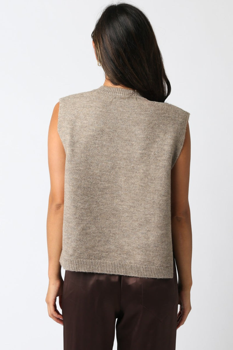 Sybil Side Tie Sweater Vest, Mocha Brown