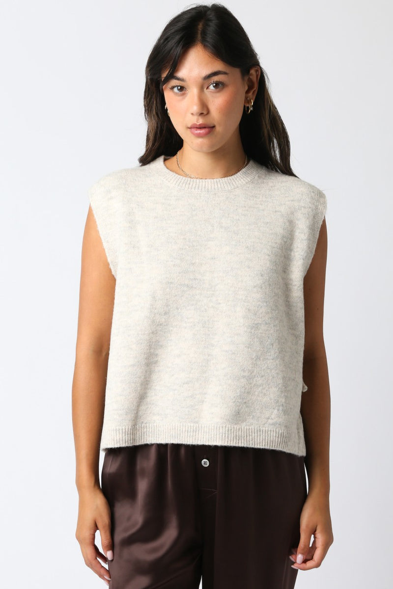 Sybil Side Tie Sweater Vest, Oatmeal