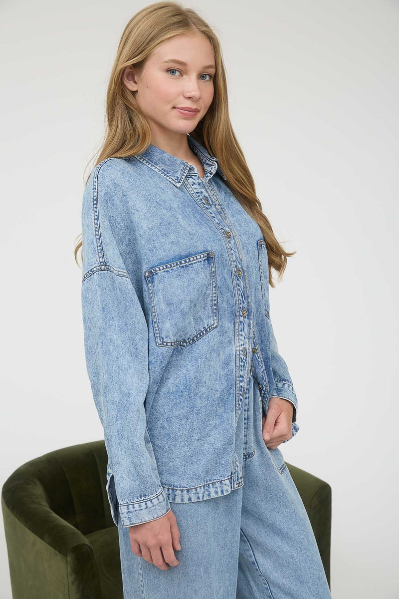 Luci Button Down Shirt, Chambray
