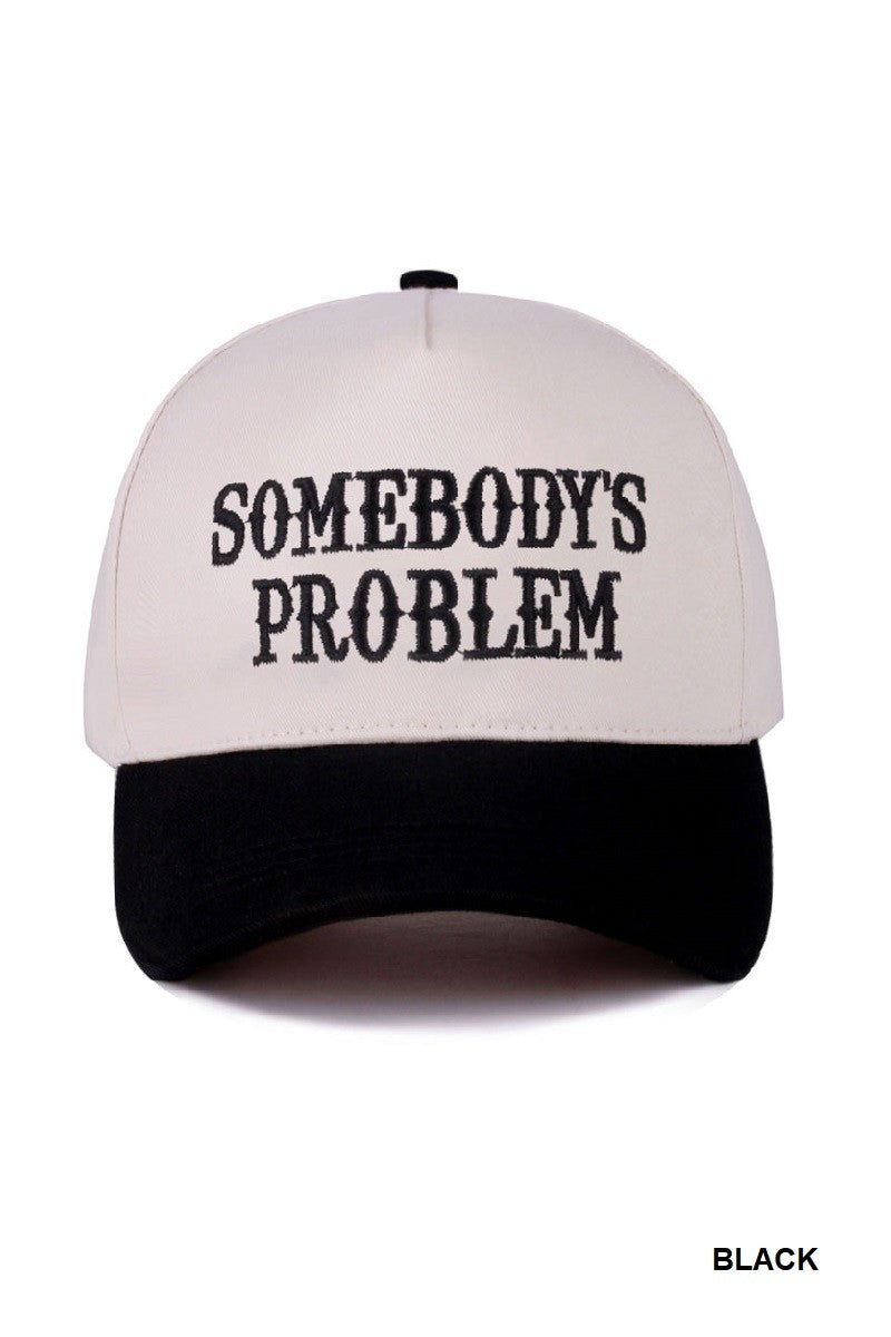 Somebody's Problem Two Tone Canvas Cotton Cap, Black