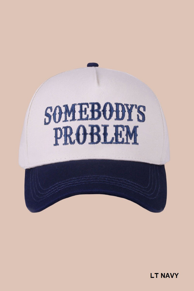 Somebody's Problem Two Tone Canvas Cotton Cap, Light Navy