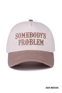 Somebody's Problem Two Tone Canvas Cotton Cap, Ash Mocha