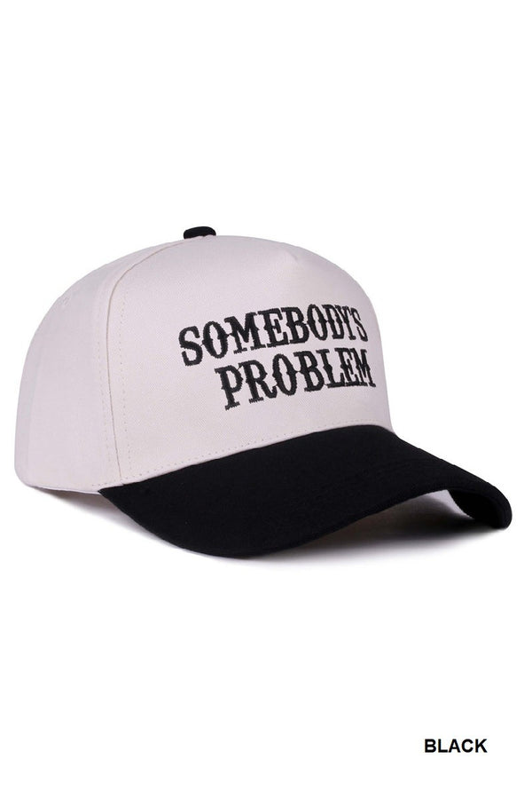 Somebody's Problem Two Tone Canvas Cotton Cap, Black