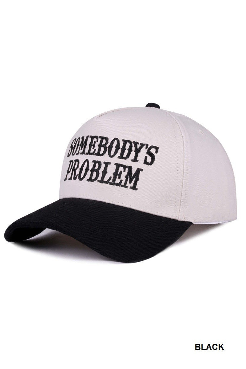 Somebody's Problem Two Tone Canvas Cotton Cap, Black