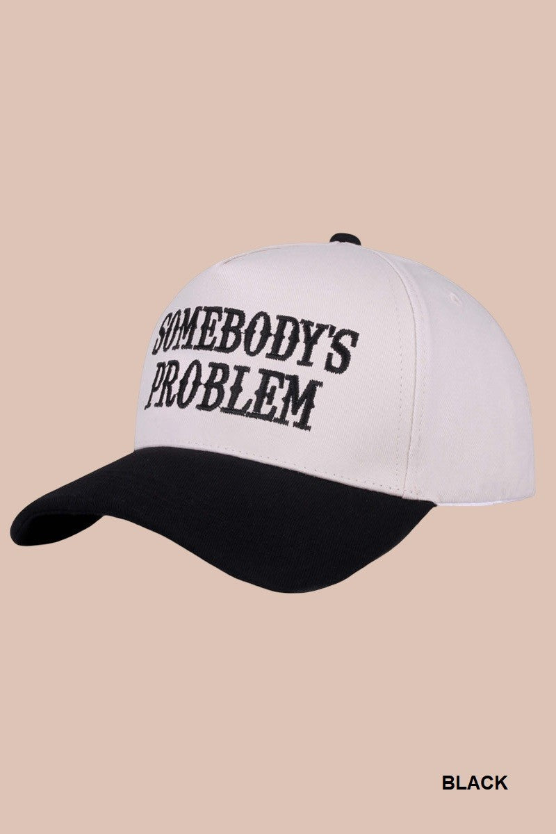 Somebody's Problem Two Tone Canvas Cotton Cap, Black