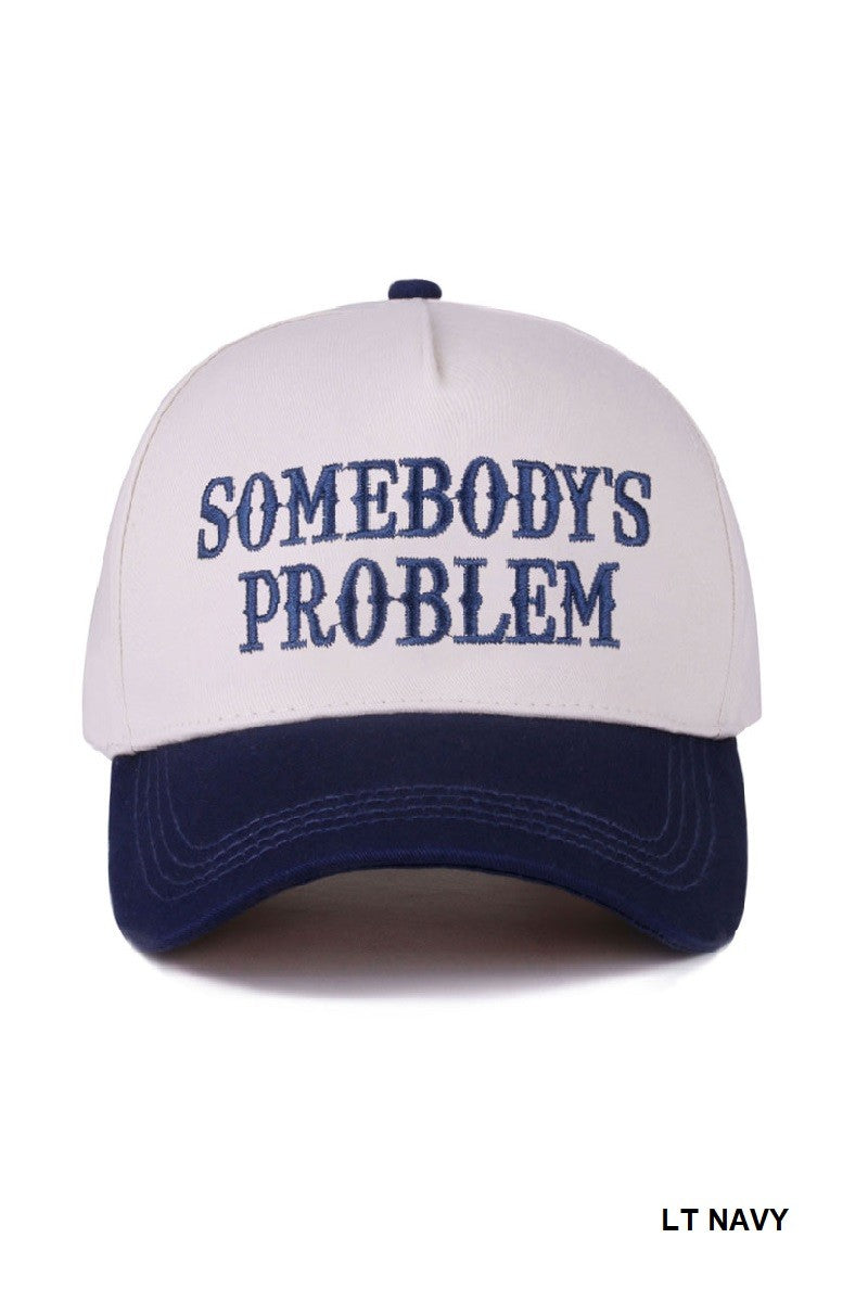 Somebody's Problem Two Tone Canvas Cotton Cap, Light Navy