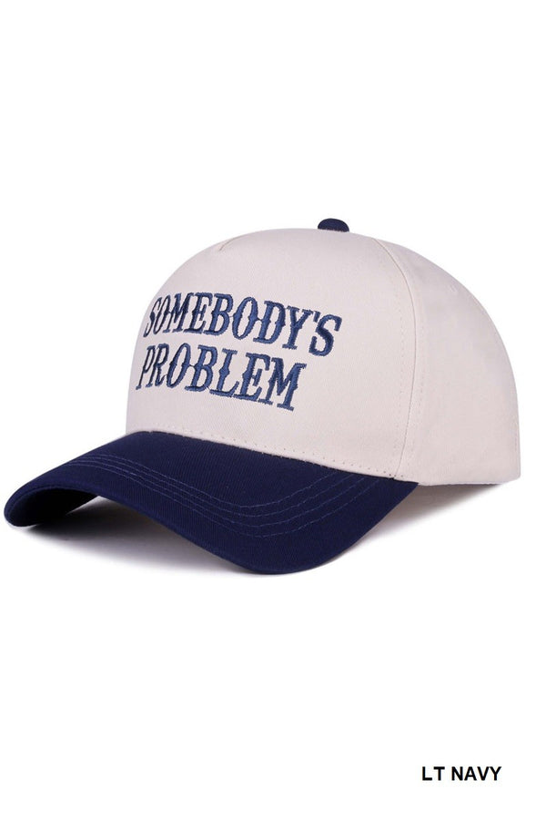 Somebody's Problem Two Tone Canvas Cotton Cap, Light Navy
