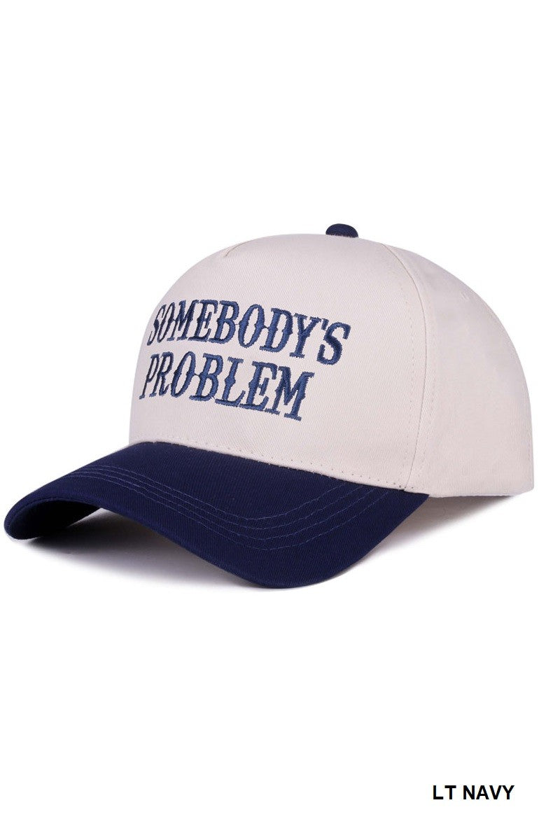 Somebody's Problem Two Tone Canvas Cotton Cap, Light Navy