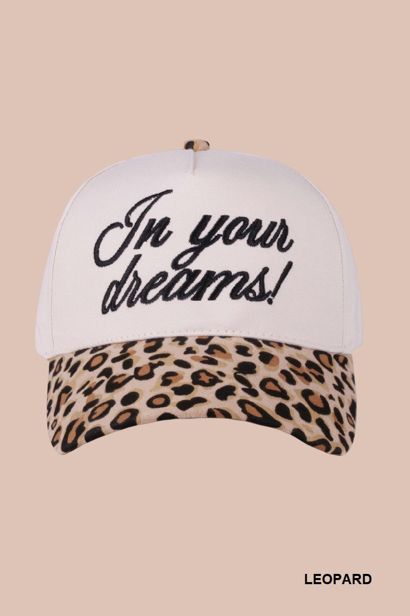 In Your Dreams Two Tone Canvas Cotton Cap, Leopard