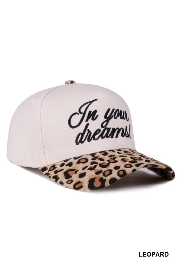 In Your Dreams Two Tone Canvas Cotton Cap, Leopard