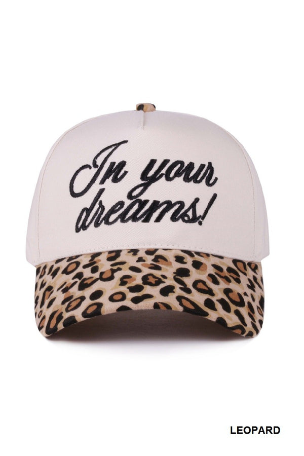 In Your Dreams Two Tone Canvas Cotton Cap, Leopard