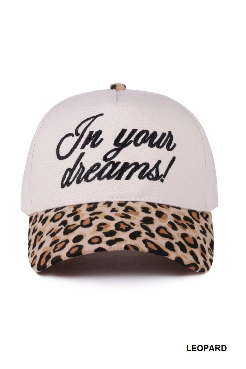In Your Dreams Two Tone Canvas Cotton Cap, Leopard