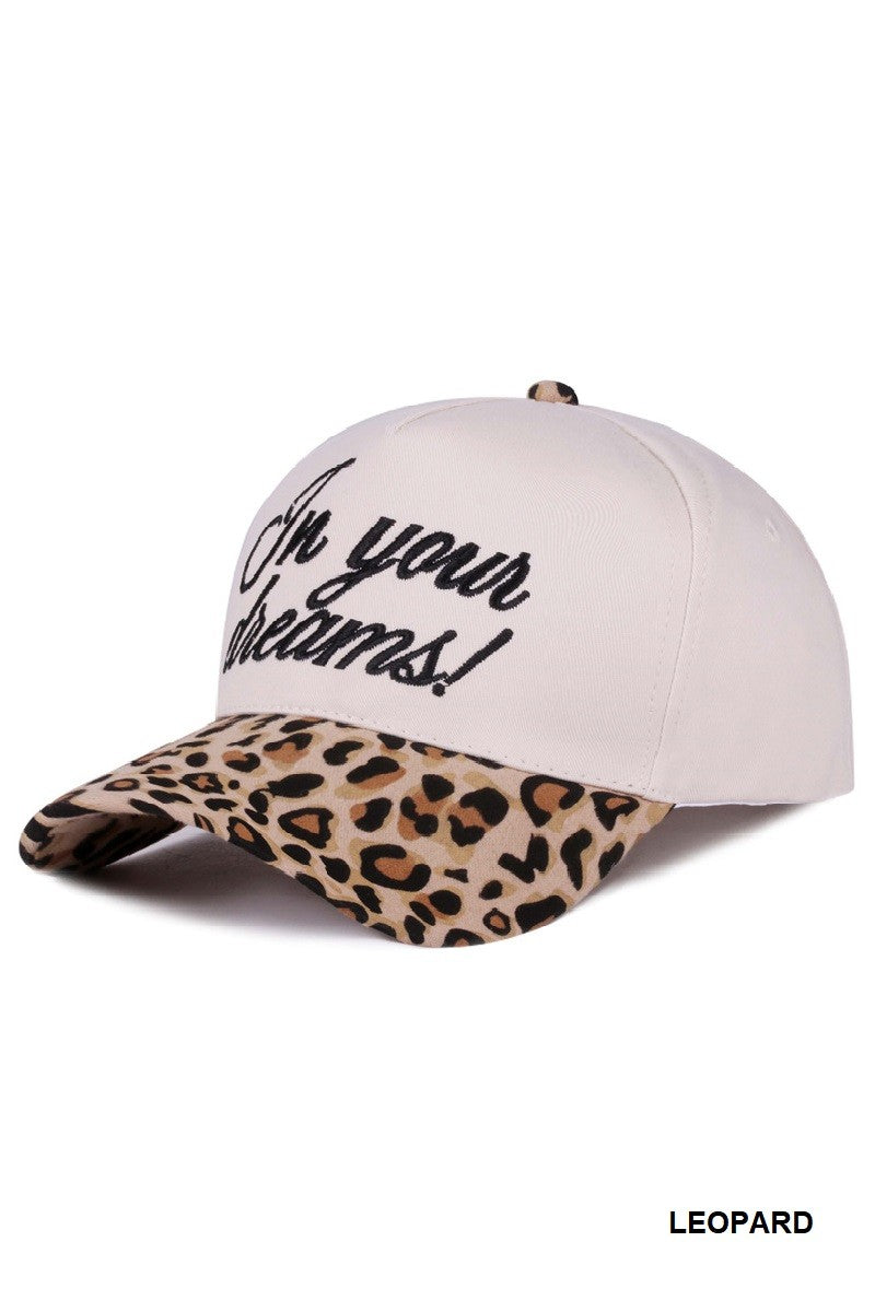In Your Dreams Two Tone Canvas Cotton Cap, Leopard