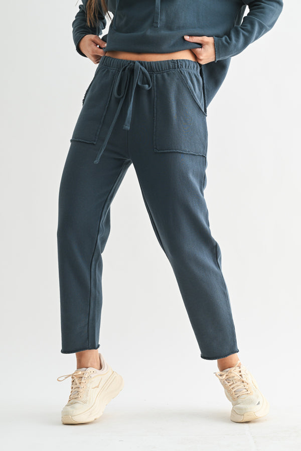 Callie Tapered Lounge Pants, Midnight Navy