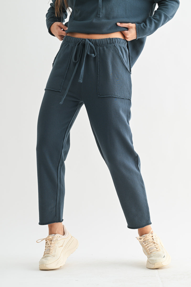 Callie Tapered Lounge Pants, Midnight Navy