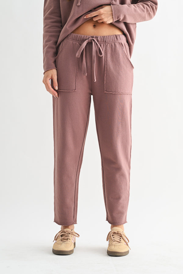 Callie Tapered Lounge Pants, Rose Taupe