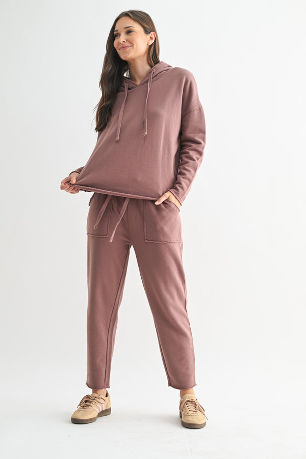Myla Everyday Raw Edge Hoodie, Rose Taupe