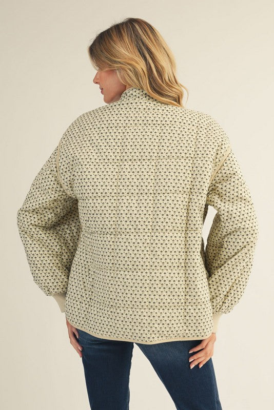 Trina Ditsy Floral Button Down Jacket, Ivory