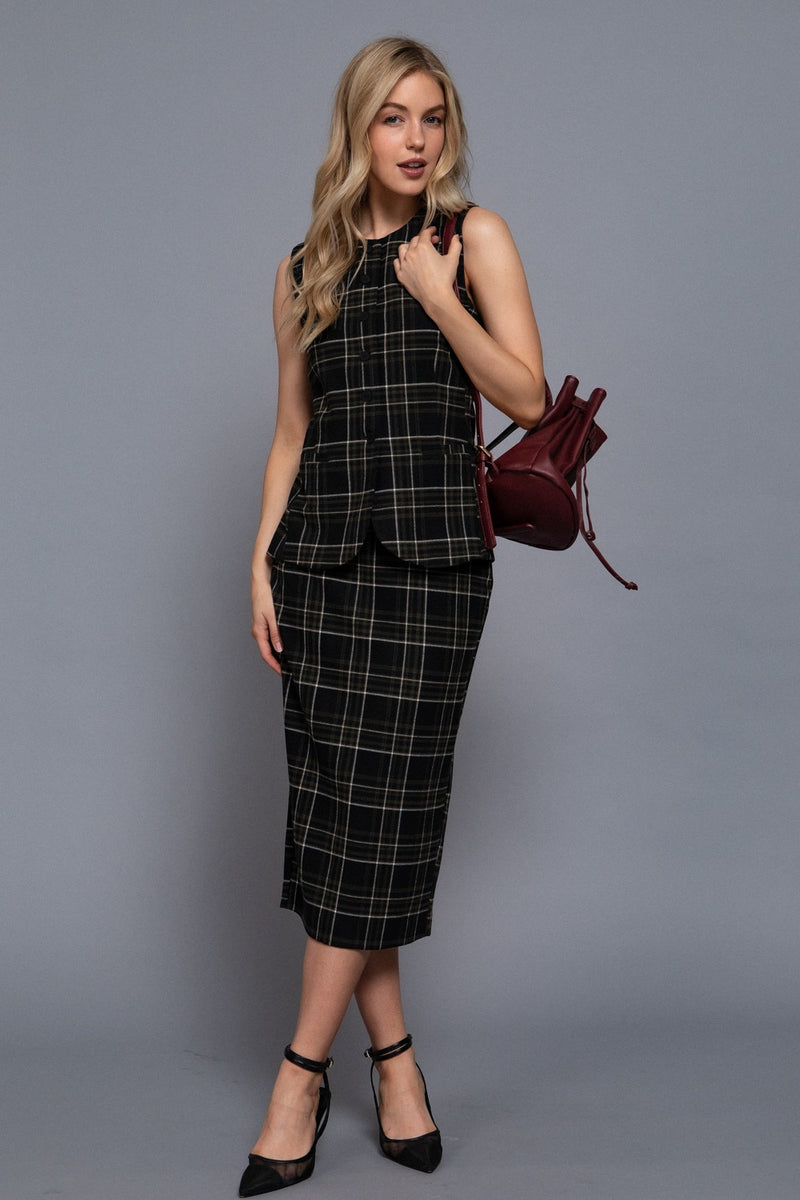 Winslow Check Woven Vest, Black/White