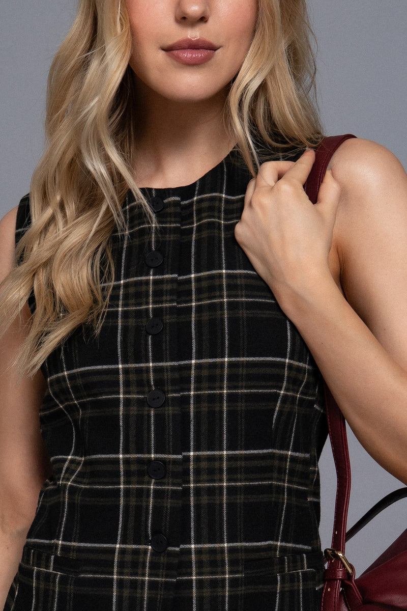 Winslow Check Woven Vest, Black/White