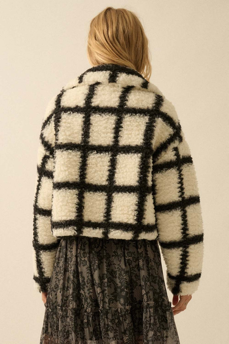 Jenna Check Print Jacket, Cream-Black